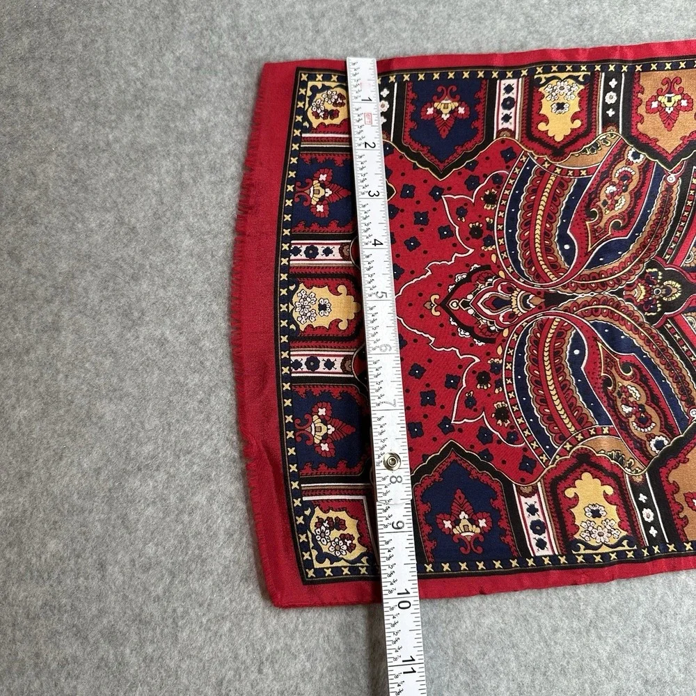 Vintage Oscar de la‎ Renta 100% Silk/Wool Paisley Scarf Red Japan 90s NOTE 52x10